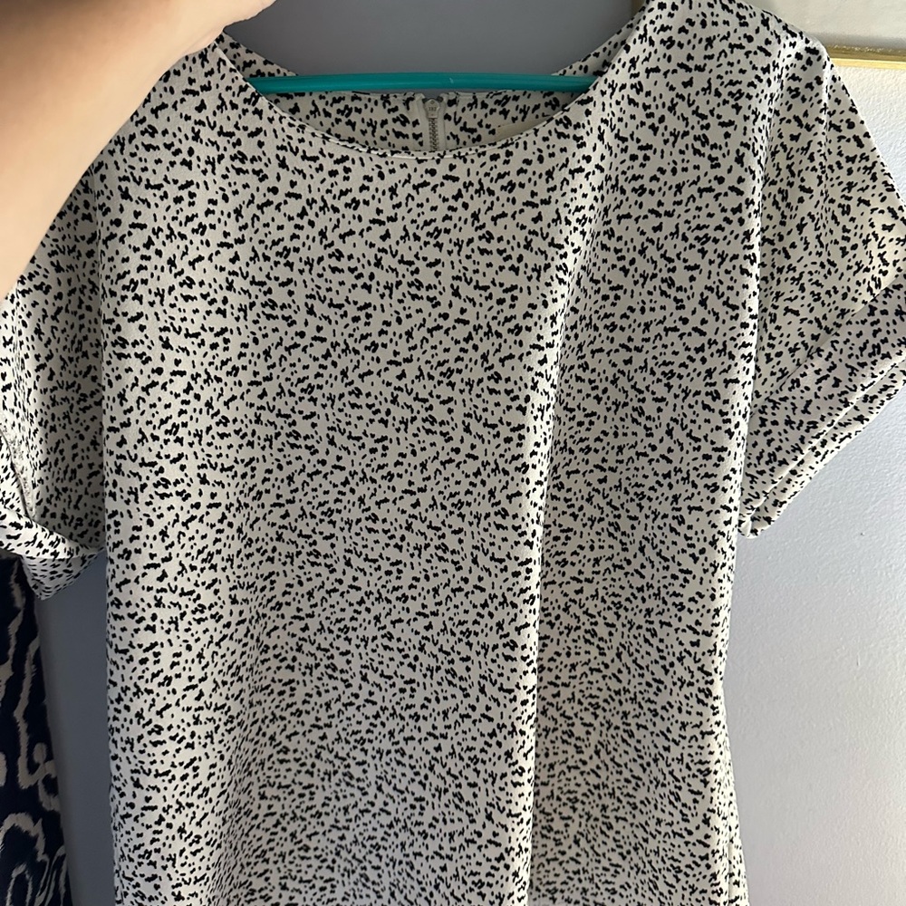 MELLODAY Ivory Blouse with Black Abstract Spot Print